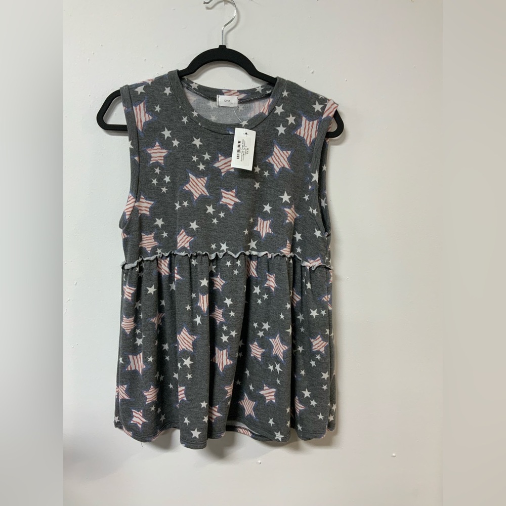 12PM (S) blu stripe star tank NWT